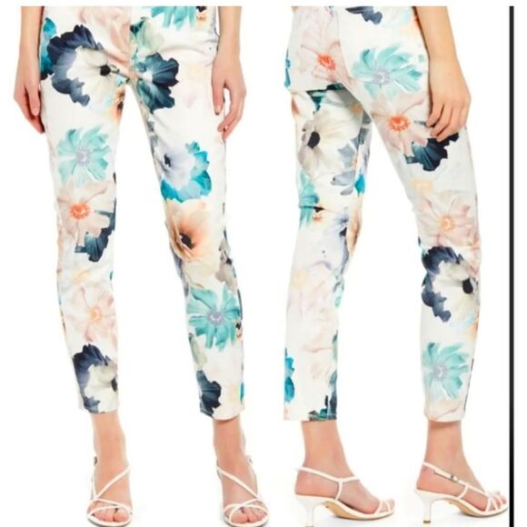 7 FOR FOR ALL MANKIND Floral Print The Ankle Skinny Jeans Size 26 - Picture 13 of 13